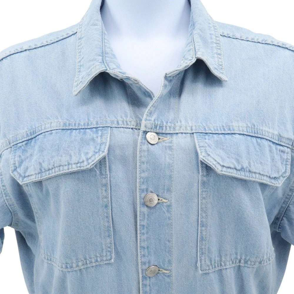 Free People We The Free Marci Denim Coverall Jumpsuit Clear Skies XL Light Wash - Picture 4 of 8